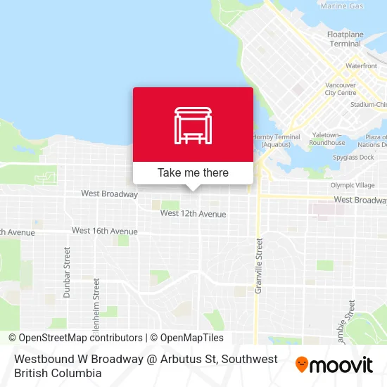 Westbound W Broadway @ Arbutus St map