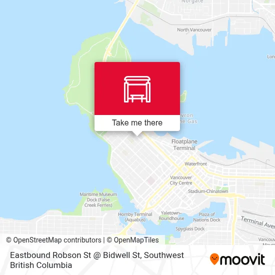 Eastbound Robson St @ Bidwell St map