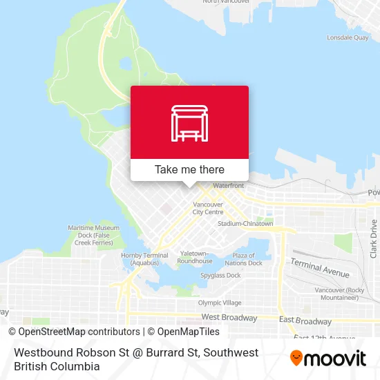 Westbound Robson St @ Burrard St map