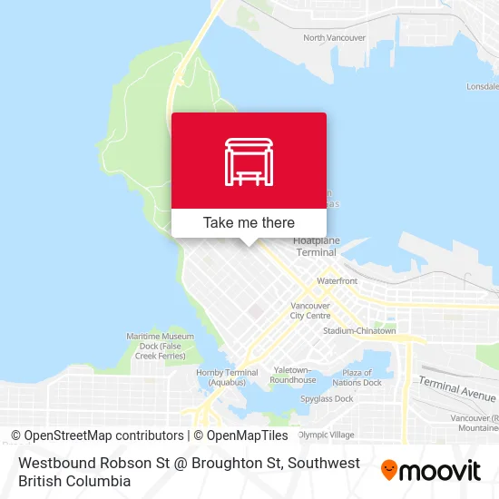 Westbound Robson St @ Broughton St map