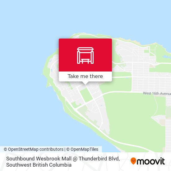 Southbound Wesbrook Mall @ Thunderbird Blvd map