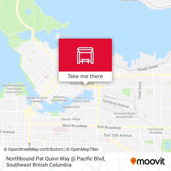 Northbound Pat Quinn Way @ Pacific Blvd map