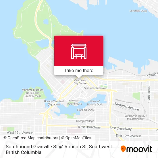 Southbound Granville St @ Robson St map