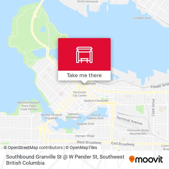 Southbound Granville St @ W Pender St map