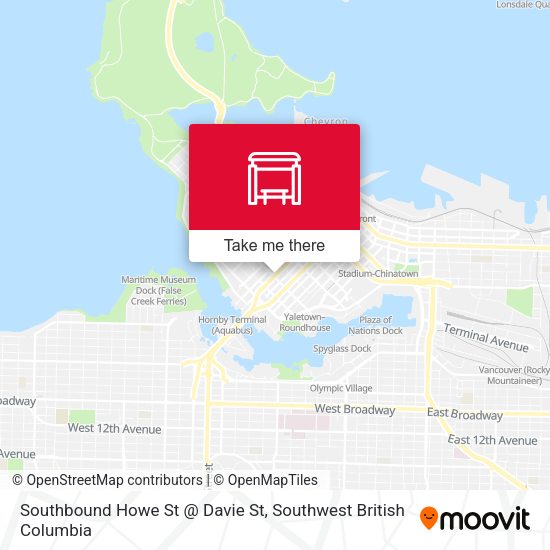Southbound Howe St @ Davie St map