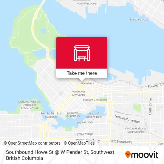 Southbound Howe St @ W Pender St map