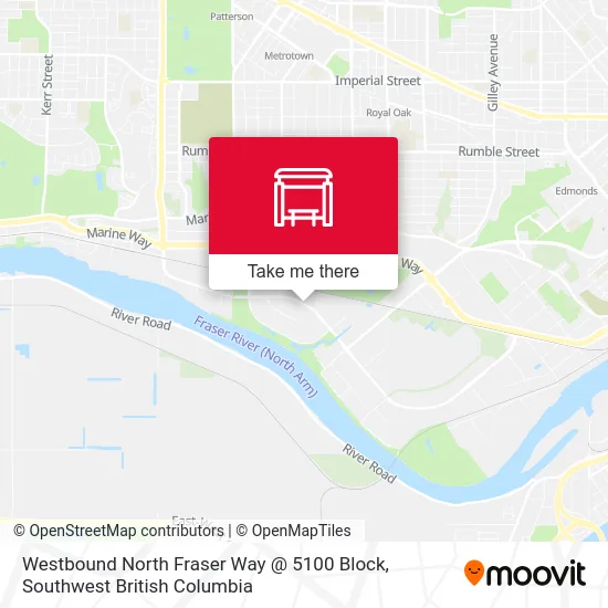 Westbound North Fraser Way @ 5100 Block map