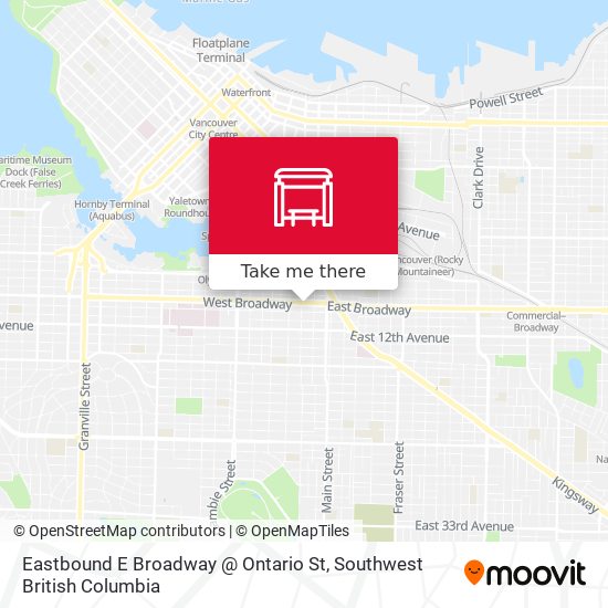 Eastbound E Broadway @ Ontario St map
