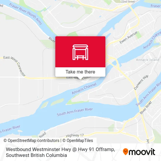Westbound Westminster Hwy @ Hwy 91 Offramp map