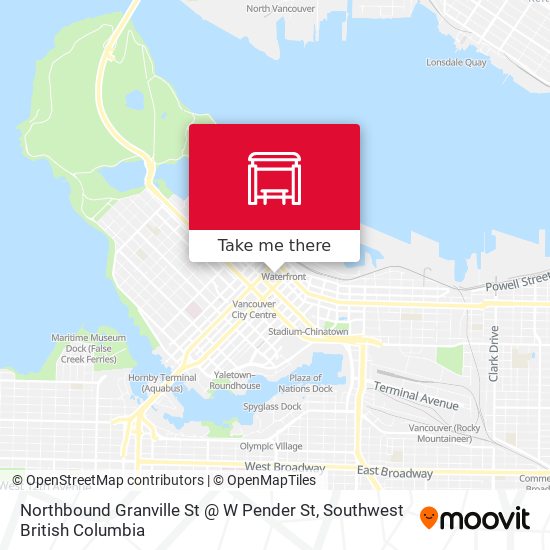 Northbound Granville St @ W Pender St map