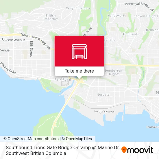 Southbound Lions Gate Bridge Onramp @ Marine Dr map