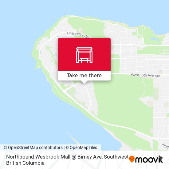 Northbound Wesbrook Mall @ Birney Ave map