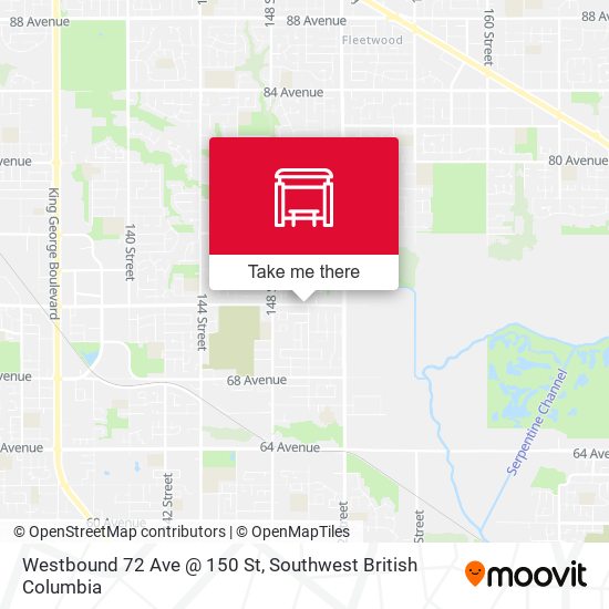 Westbound 72 Ave @ 150 St map