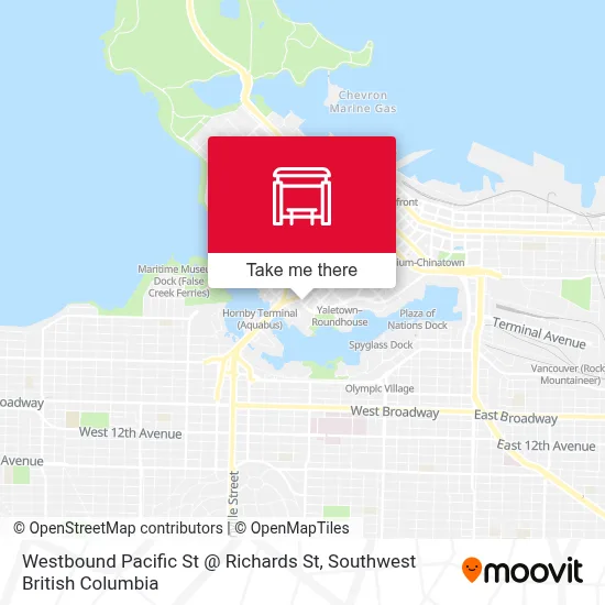 Westbound Pacific St @ Richards St map