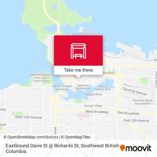 Eastbound Davie St @ Richards St map