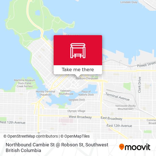 Northbound Cambie St @ Robson St map