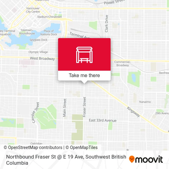 Northbound Fraser St @ E 19 Ave map