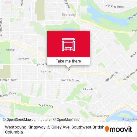 Westbound Kingsway @ Gilley Ave map