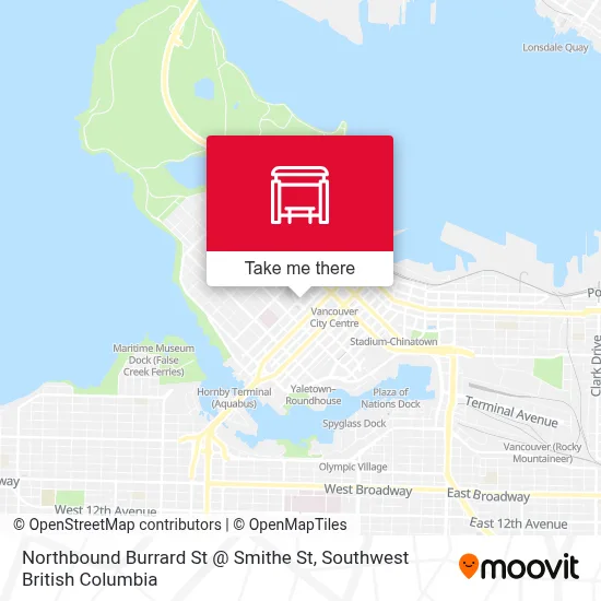 Northbound Burrard St @ Smithe St map