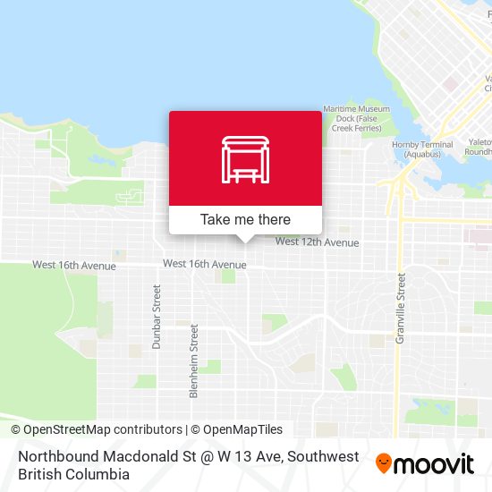 Northbound Macdonald St @ W 13 Ave map