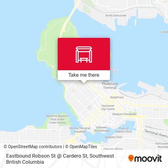 Eastbound Robson St @ Cardero St map
