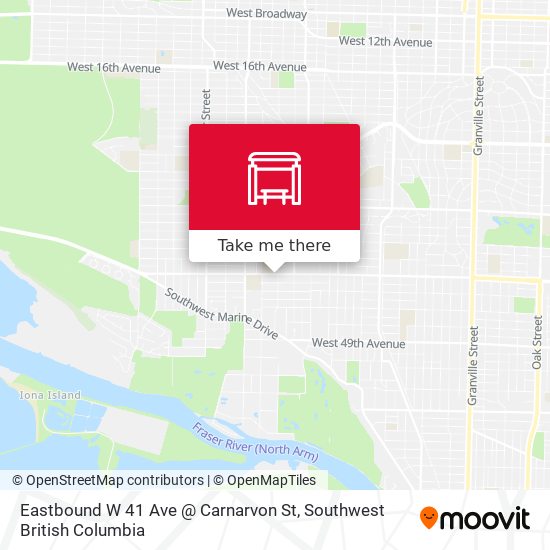 Eastbound W 41 Ave @ Carnarvon St map