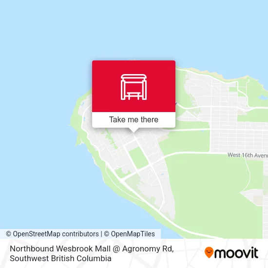 Northbound Wesbrook Mall @ Agronomy Rd map
