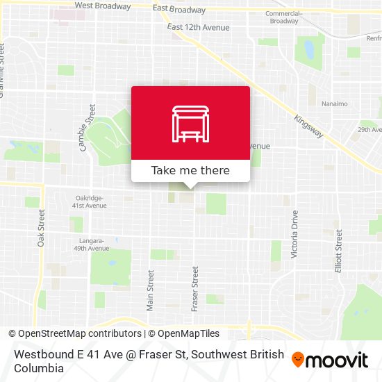 Westbound E 41 Ave @ Fraser St map