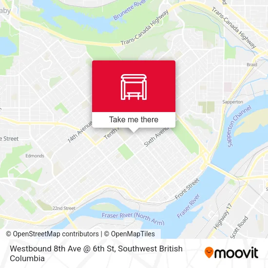 Westbound 8th Ave @ 6th St map