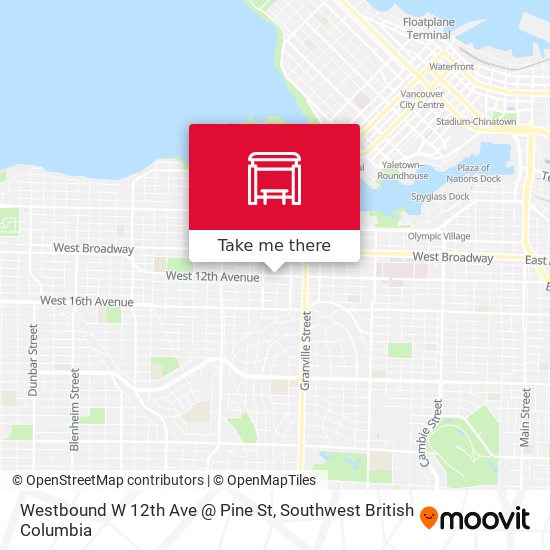 Westbound W 12th Ave @ Pine St map