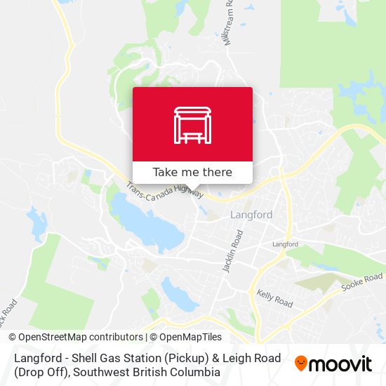 Langford - Shell Gas Station (Pickup) & Leigh Road (Drop Off) map