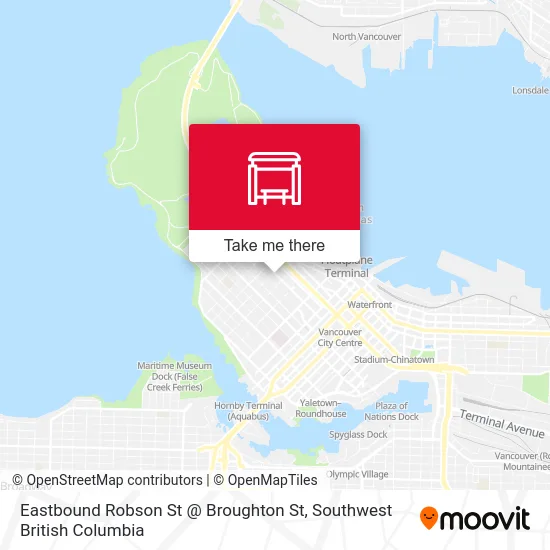 Eastbound Robson St @ Broughton St map