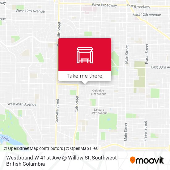 Westbound W 41st Ave @ Willow St map