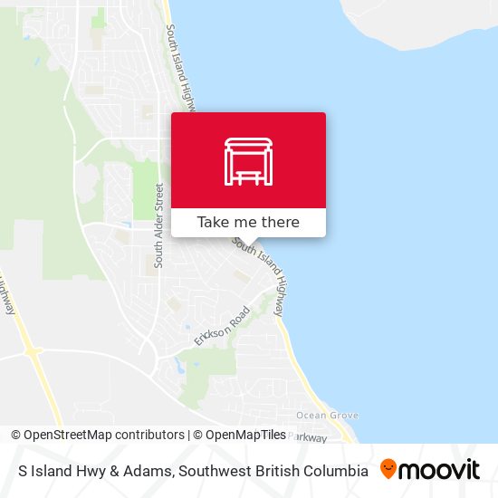 S Island Hwy & Adams map