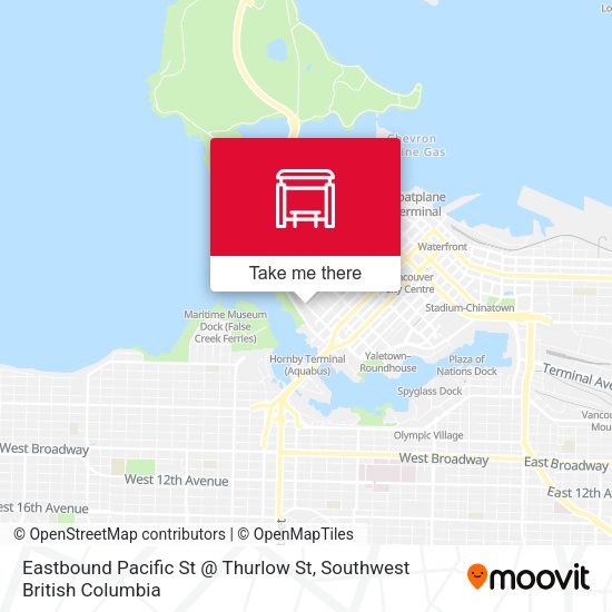 Eastbound Pacific St @ Thurlow St map