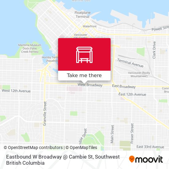 Eastbound W Broadway @ Cambie St map