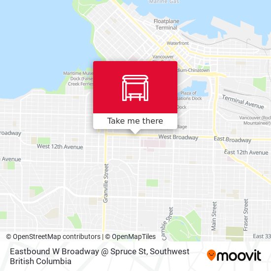 Eastbound W Broadway @ Spruce St map