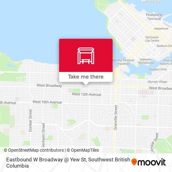 Eastbound W Broadway @ Yew St map