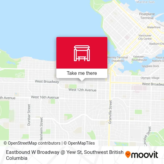 Eastbound W Broadway @ Yew St plan