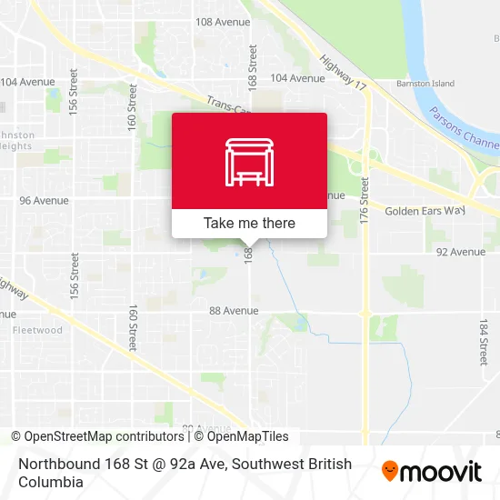 Northbound 168 St @ 92a Ave map