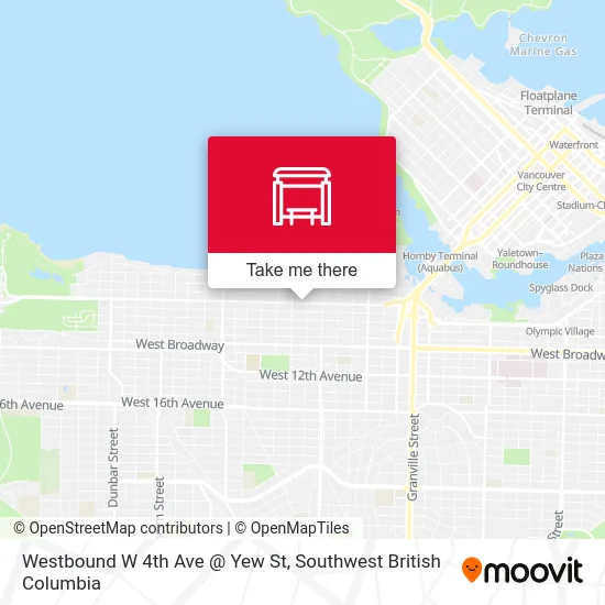 Westbound W 4th Ave @ Yew St map