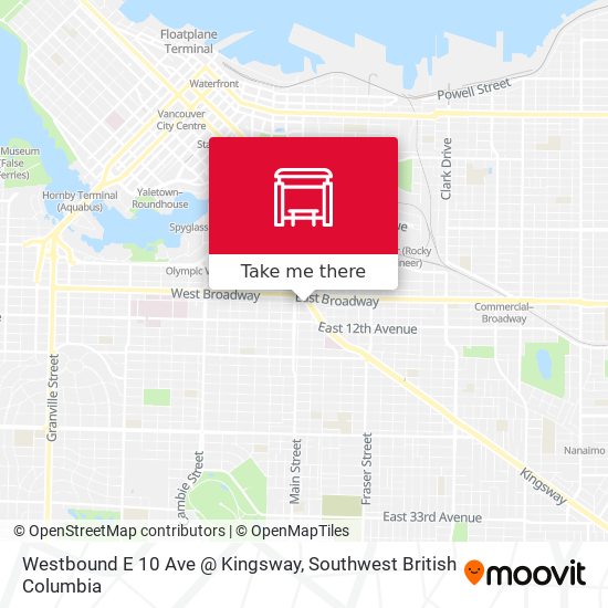 Westbound E 10 Ave @ Kingsway map