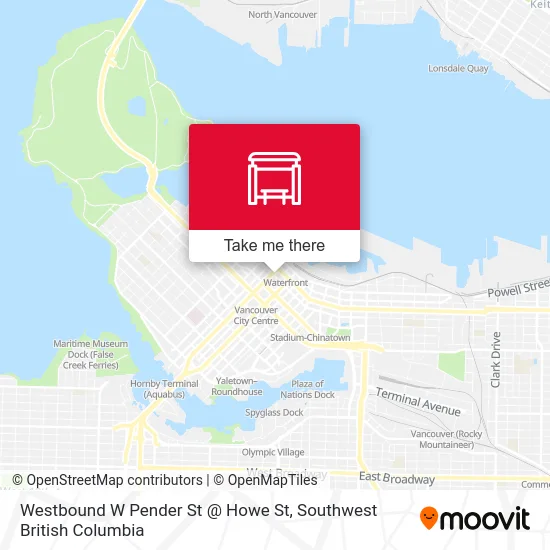 Westbound W Pender St @ Howe St map