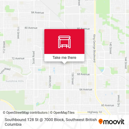 Southbound 128 St @ 7000 Block map