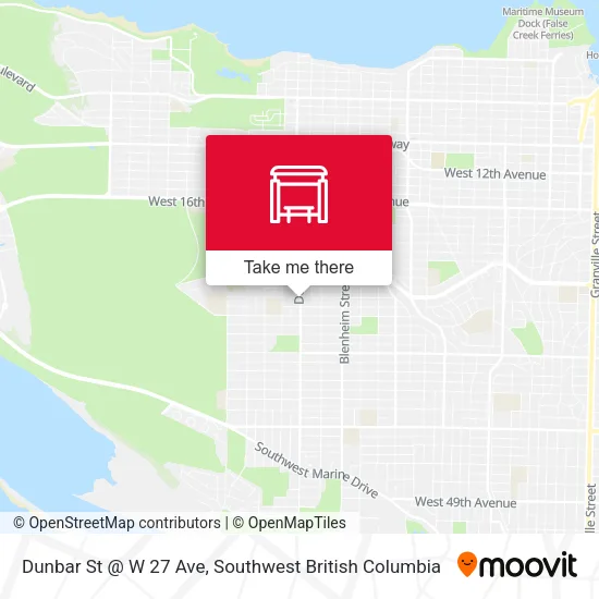 Dunbar St @ W 27 Ave map