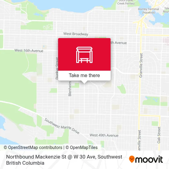 Northbound Mackenzie St @ W 30 Ave map