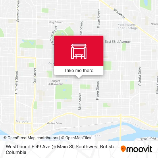 Westbound E 49 Ave @ Main St map