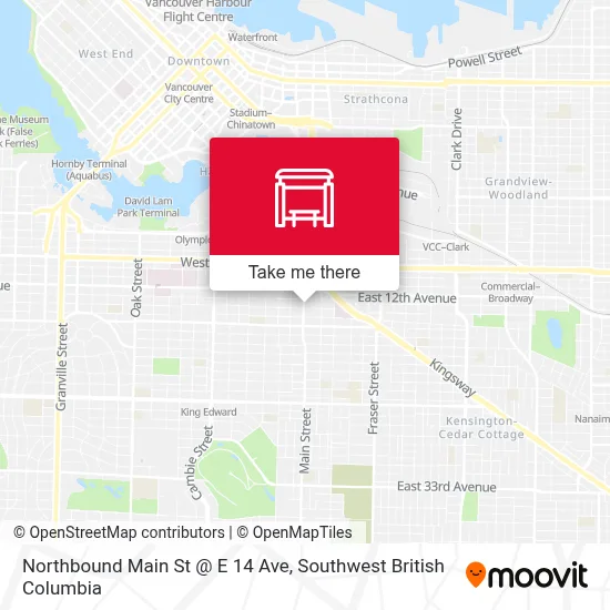 Northbound Main St @ E 14 Ave map