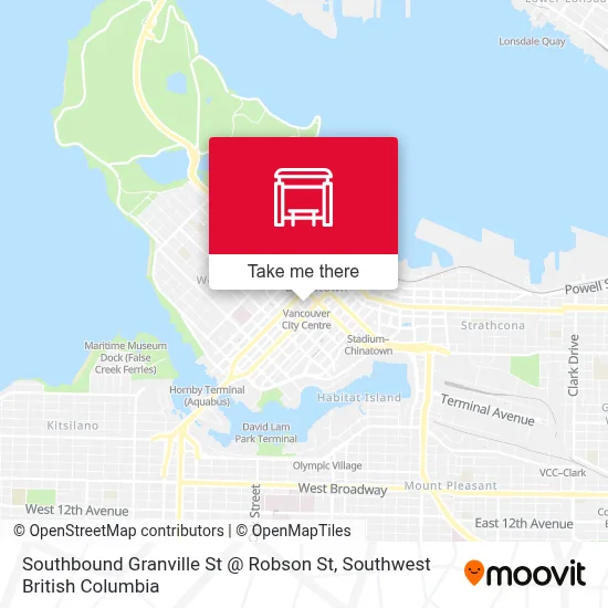 Southbound Granville St @ Robson St map