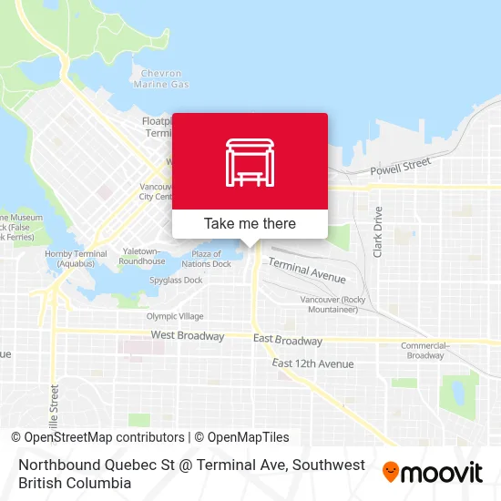 Northbound Quebec St @ Terminal Ave map